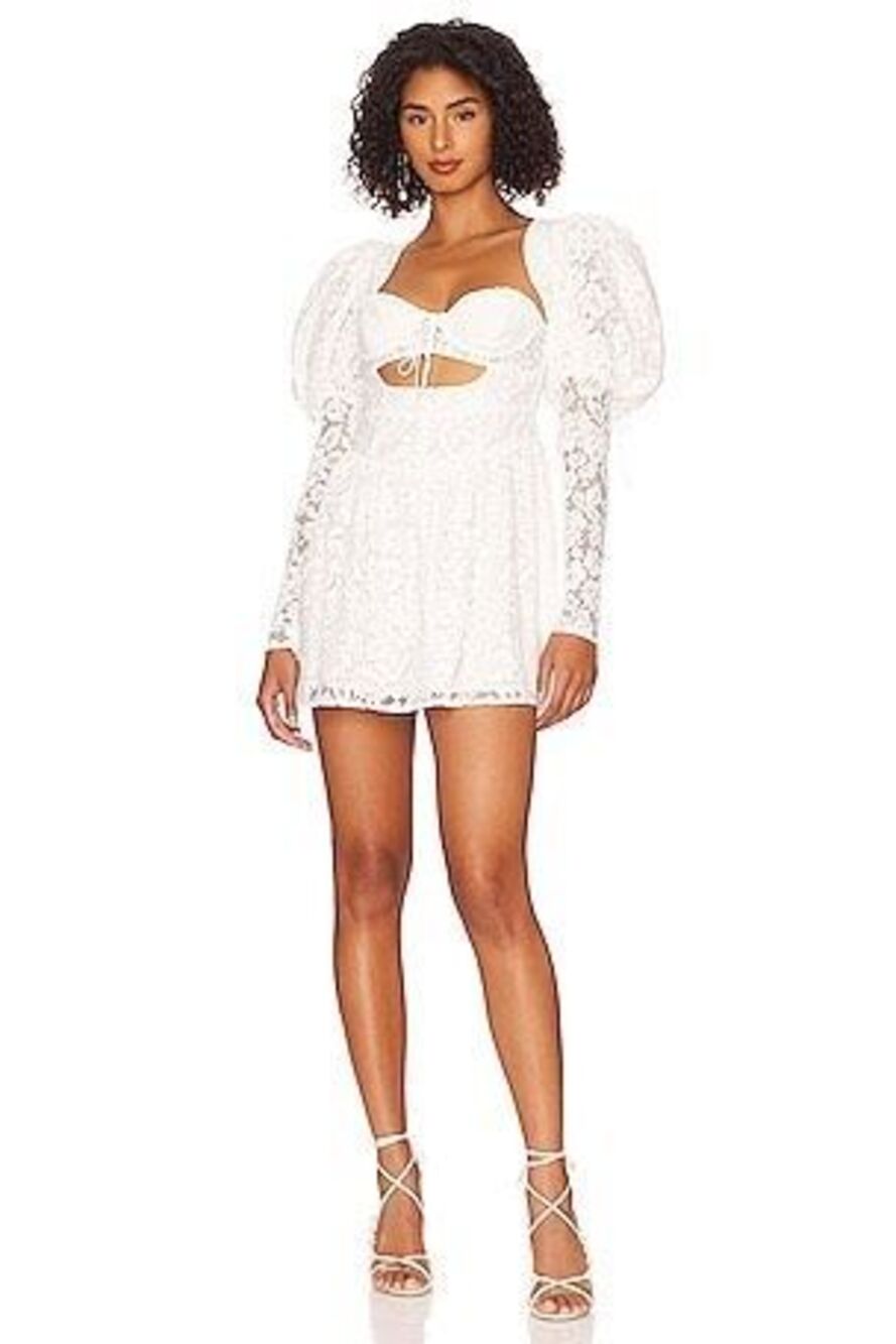 For Love & Lemons Frances puff sleeve lace mini dress XS